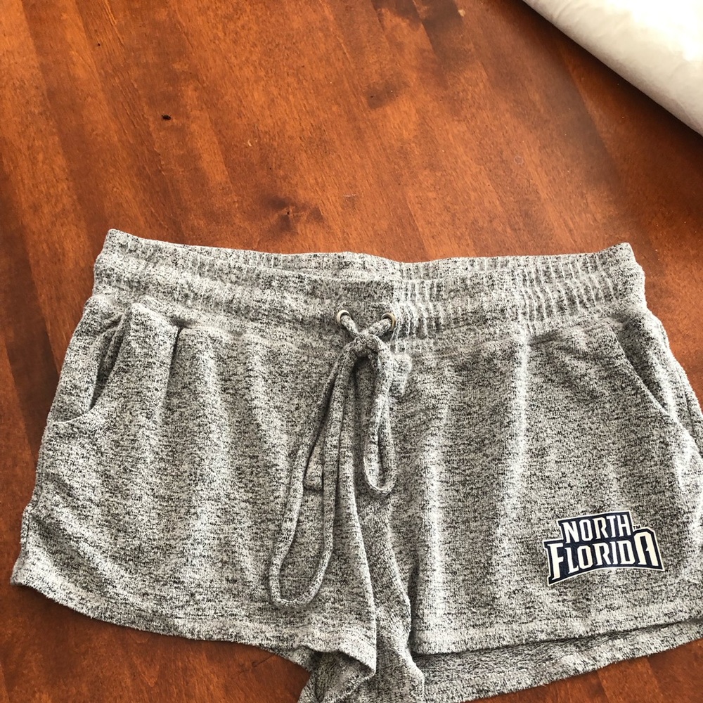 University of North Florida fleece lounge shorts. 
Very comfy. 
Size medium